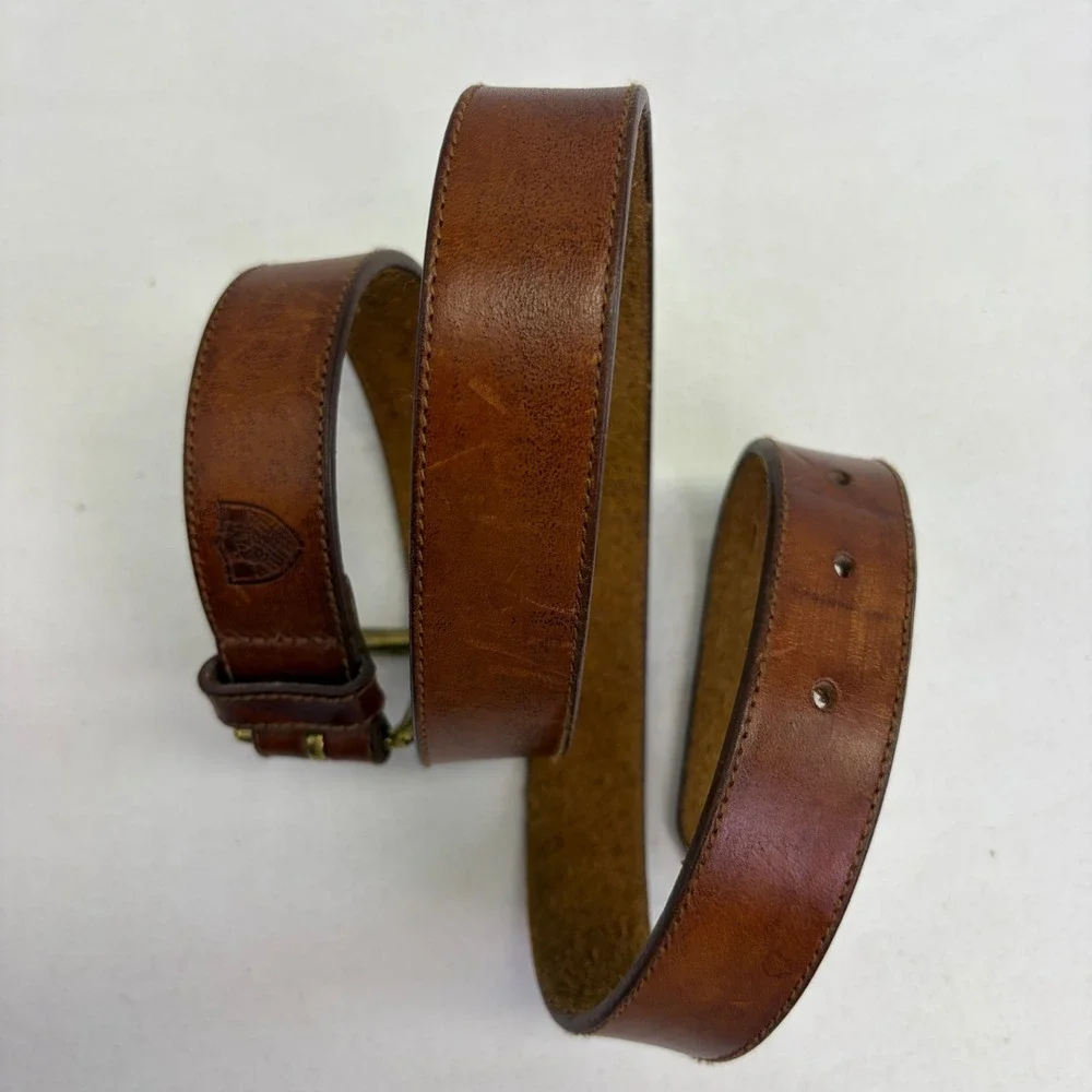 Polo Ralph Lauren Leather Belt Mens 34 Brown Vegetable Tanned Italian Saddle
